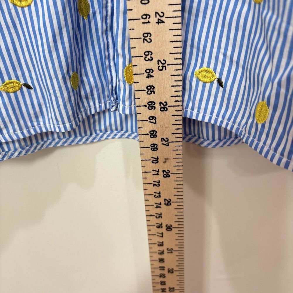 Boden Sienna Embroidered Lemons Shirt US 14 Blue Stripe Yellow Fruit Resort Prep - Picture 8 of 8